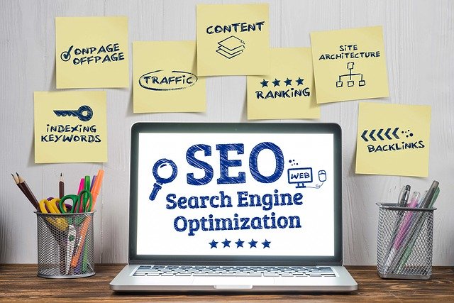 search engine optimization on computer screen