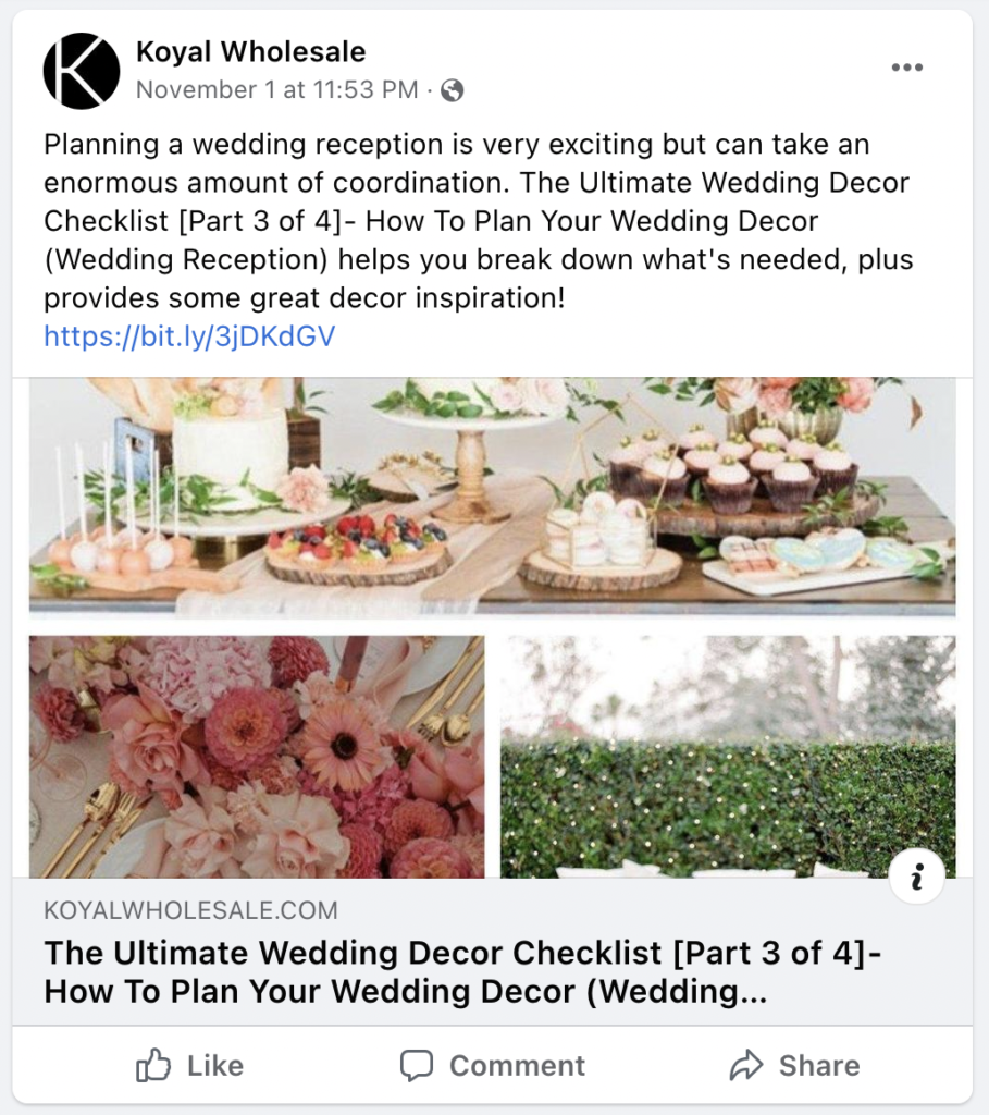 ultimate wedding decor checklist social media post
