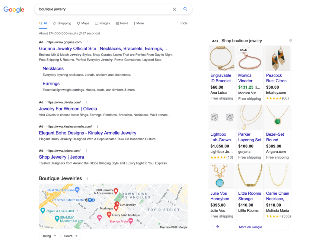 Search engine results for the keyword “boutique jewelry”