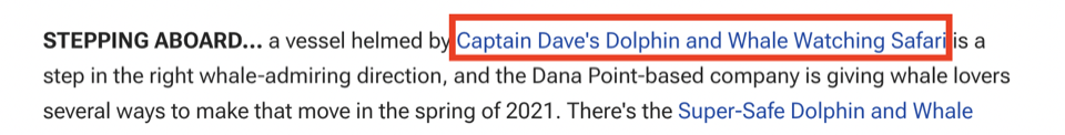 Capt Dave’s backlink example