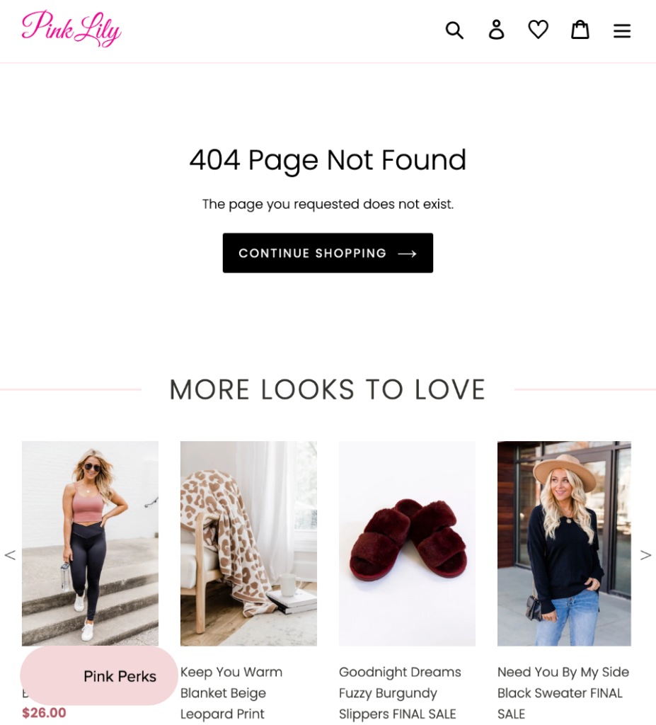 pink lily 404 page