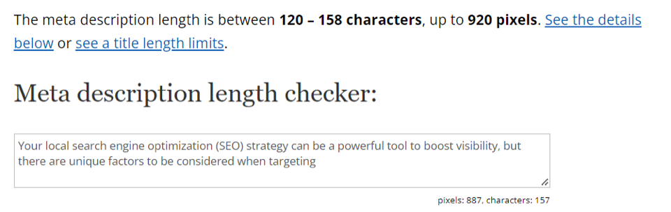 meta description length checker for SEO