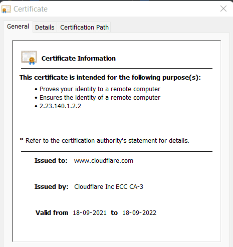 security certificate for a website