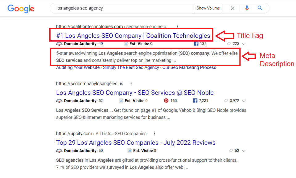 Example of a title tag and meta description to boost your SEO rankings