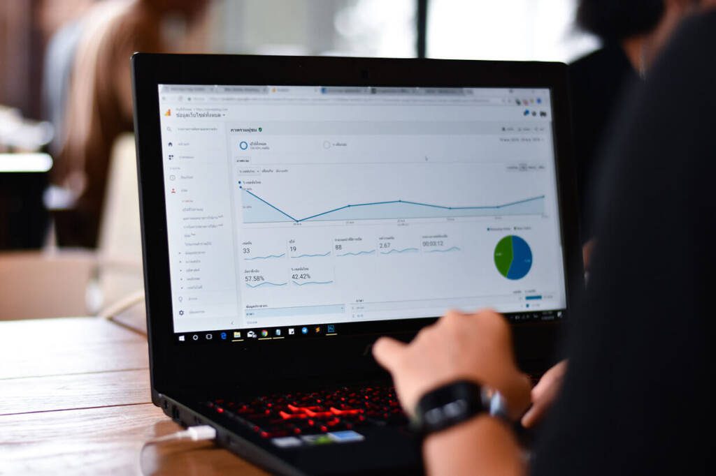 laptop showing Google Analytics data