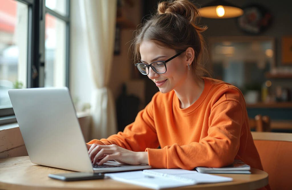 woman running keyword research on her laptop